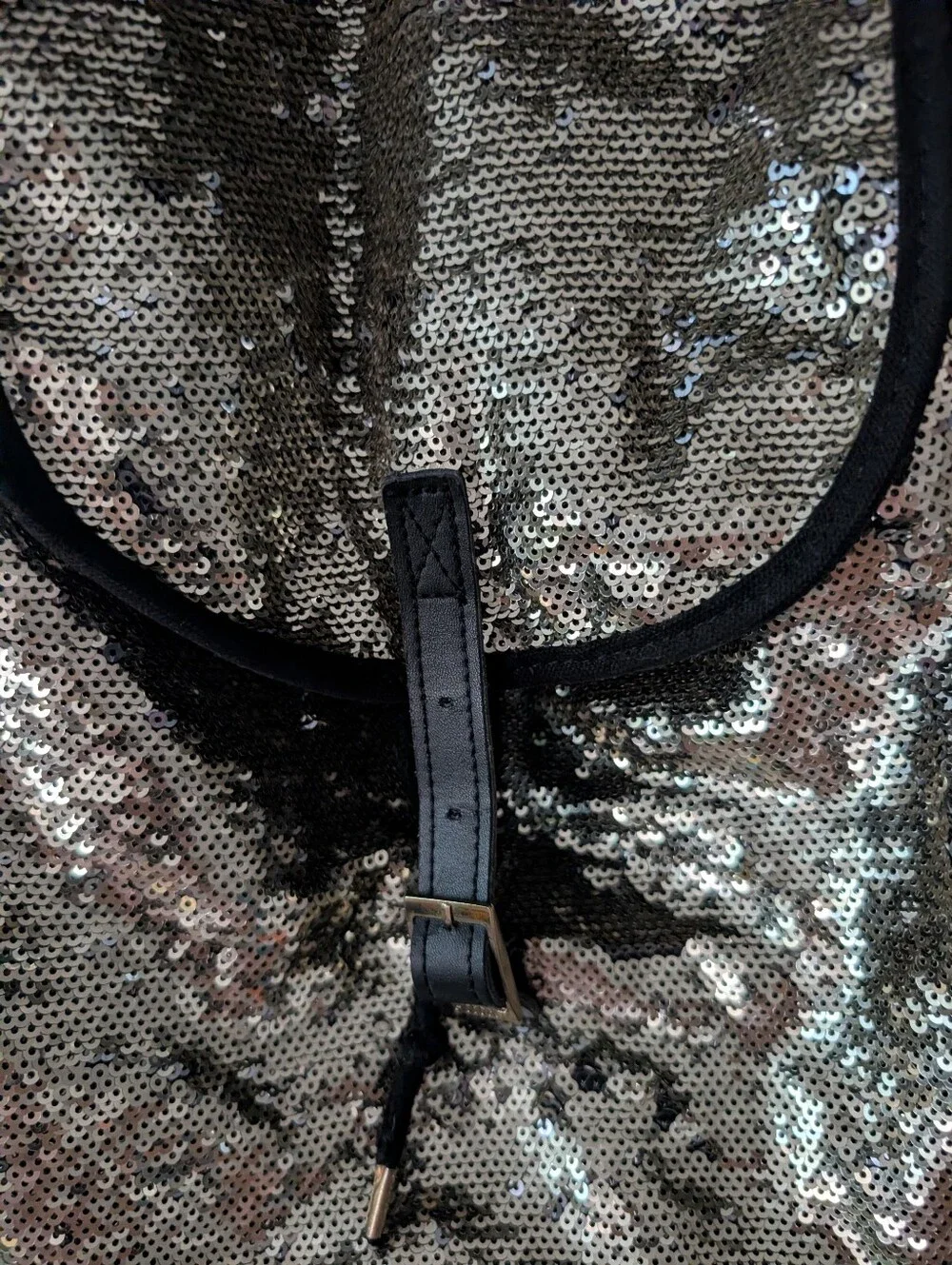 Victoria's Secret PINK Reversible Gold Sequin Campus Drawstring Backpack
